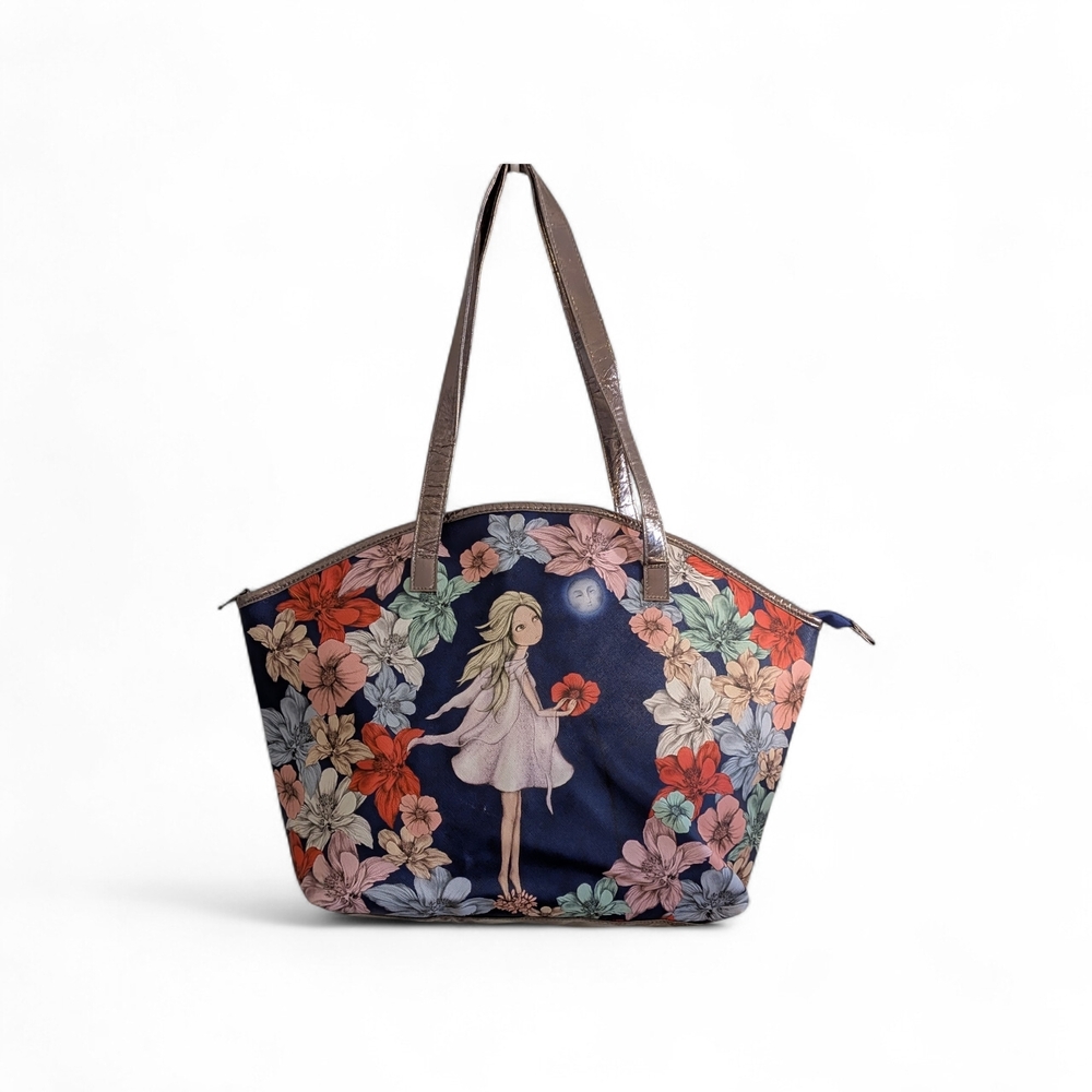 Santoro London Mirabelle Midnight Garden Curved Tote Zipped Shopper Bag Purse